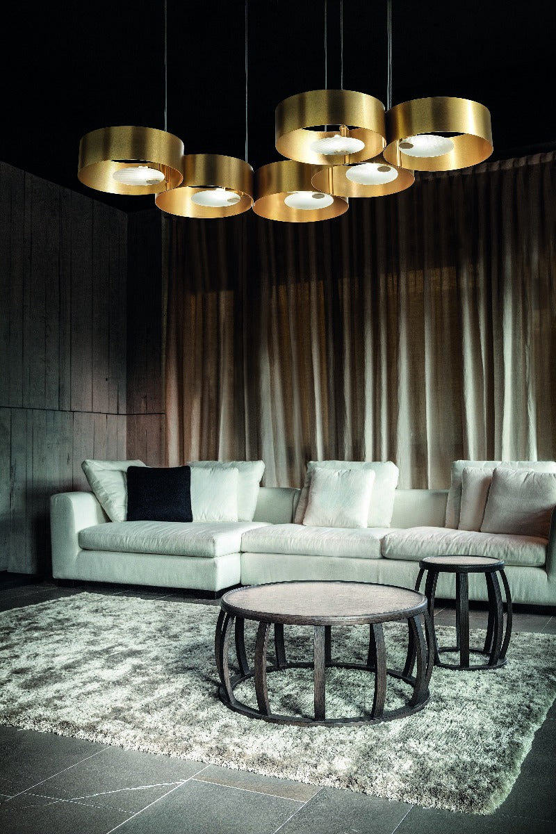 Masiero Sound Ceiling Large 120cm Multi Pendant 6 x G9 Brushed Gold SOUND-OR6