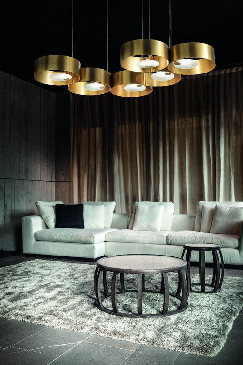 Masiero Sound Ceiling Large 120cm Multi Pendant 6 x G9 Brushed Gold SOUND-OR6