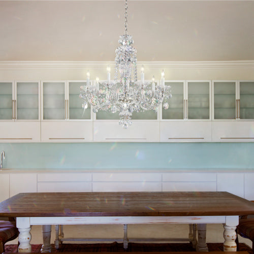 Schonbek Sterling 7 Light Heritage Crystal Chandelier in Silver