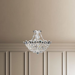 Schonbek Trilliane 8 Light Semi-Flush Mount in Polished Stainless Steel with Clear Radiance Crystal