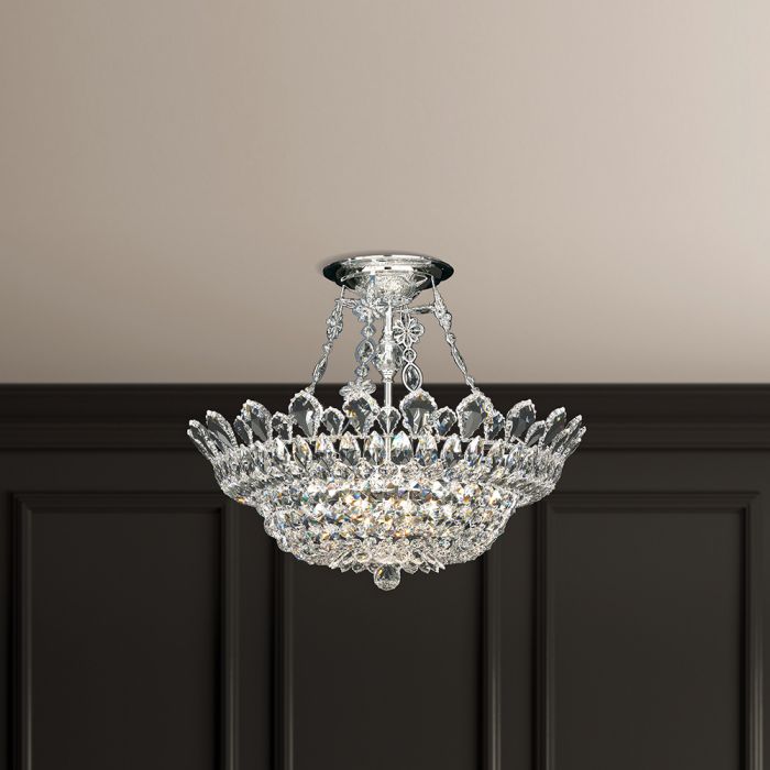 Schonbek Trilliane 10 Light Flush Mount in Polished Stainless Steel with Clear Radiance Crystal