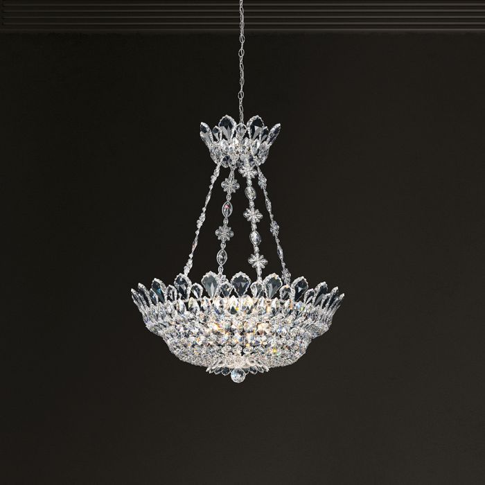 Schonbek Trilliane 12 Light Pendant in Polished Stainless Steel with Clear Radiance Crystal