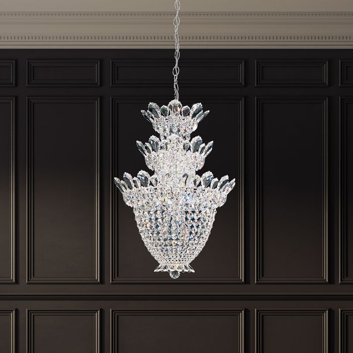 Schonbek Trilliane 15 Light Chandelier in Polished Stainless Steel with Clear Radiance Crystal