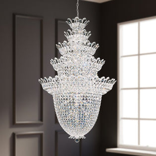 Schonbek Trilliane 48 Light Chandelier in Polished Stainless Steel with Clear Radiance Crystal