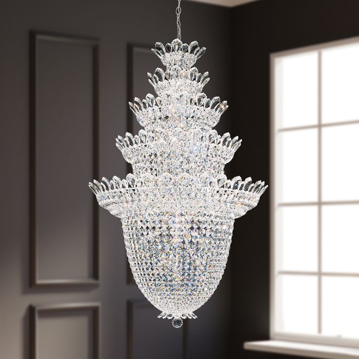 Schonbek Trilliane 48 Light Chandelier in Polished Stainless Steel with Clear Radiance Crystal
