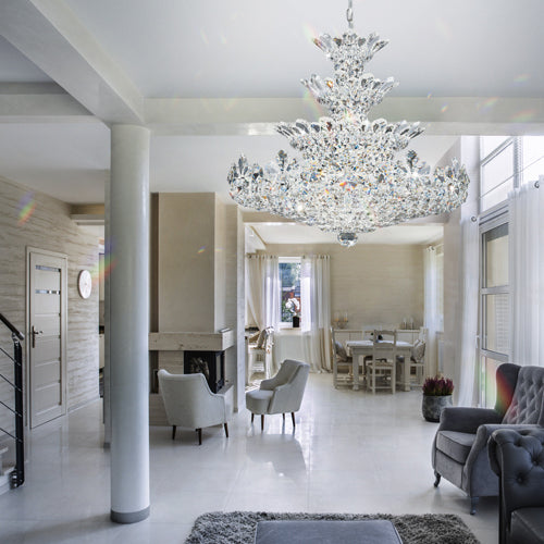 Schonbek Trilliane 30 Light Chandelier in Polished Stainless Steel with Clear Radiance Crystal