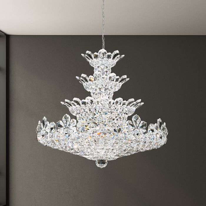 Schonbek Trilliane 30 Light Chandelier in Polished Stainless Steel with Clear Radiance Crystal