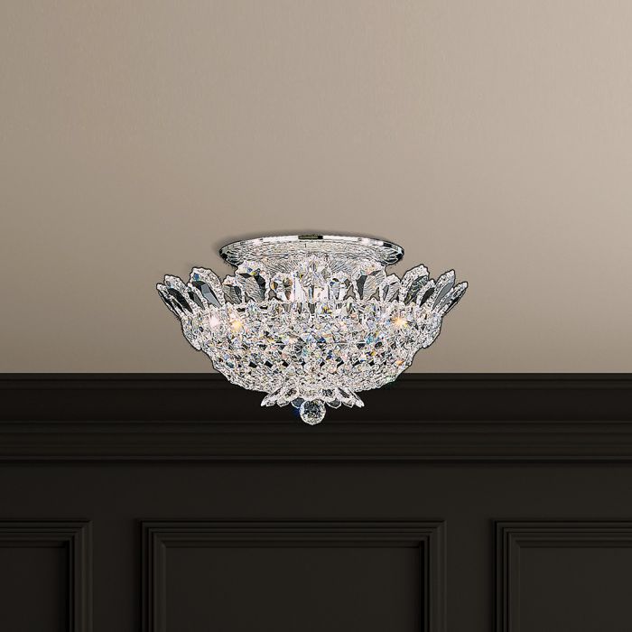 Schonbek Trilliane 8 Light Semi-Flush Mount in Polished Stainless Steel Clear Radiance Crystal