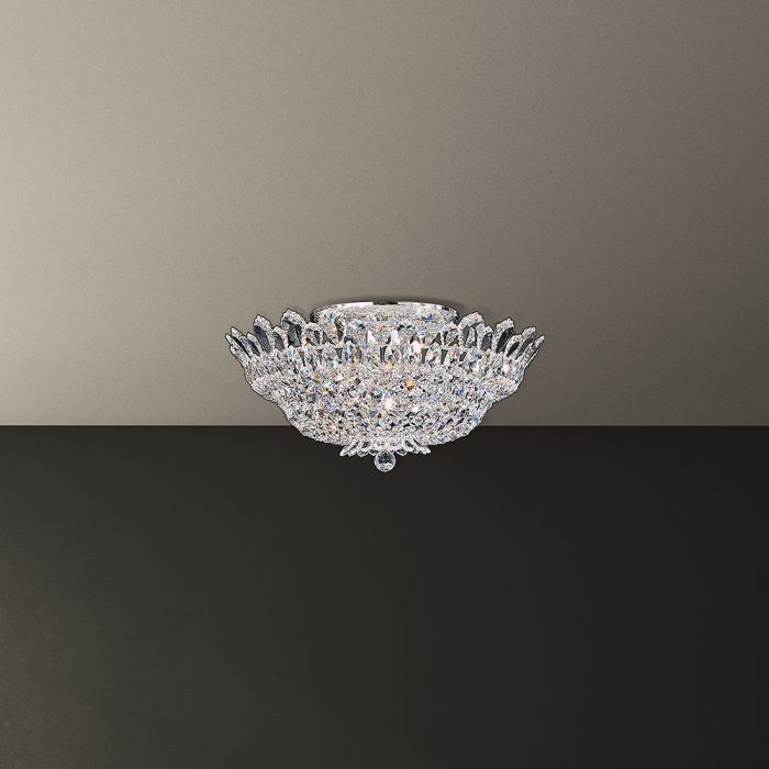 Schonbek Trilliane 10 Light Semi-Flush Mount in Polished Stainless Steel with Clear Radiance Crystal