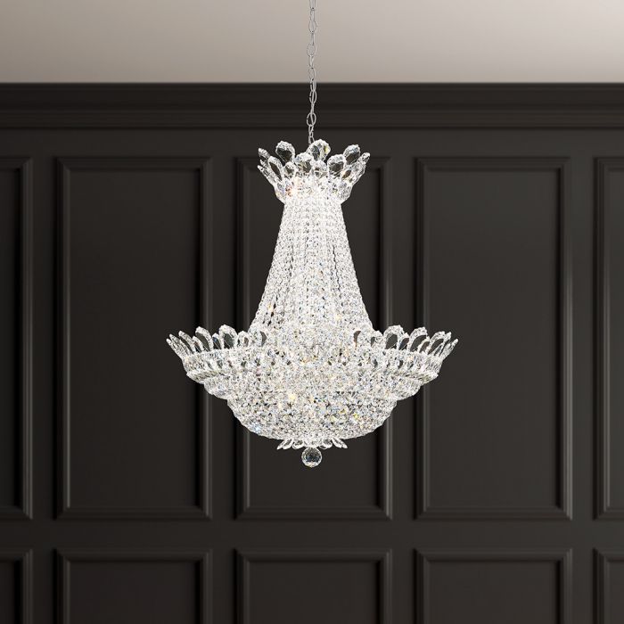 Schonbek Trilliane 39 Light Chandelier in Polished Stainless Steel with Clear Radiance Crystal