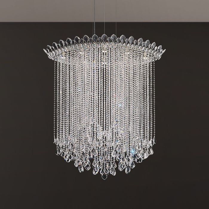 Schonbek Trilliane 8 Light Pendant Light with Clear Heritage Crystal in Stainless Steel