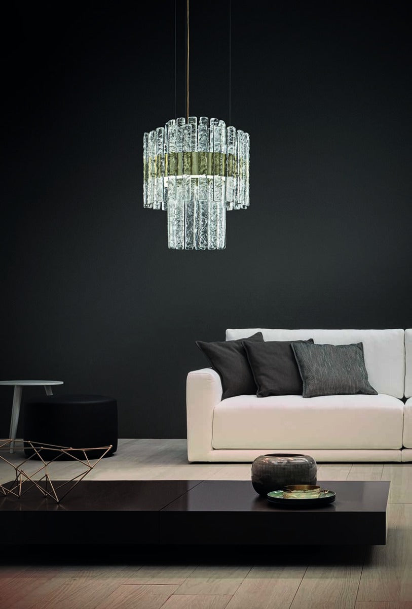 Masiero Vegas LED Round Glass Ceiling Pendant Champagne Leaf MAS/VEGAS-S-RD-40-DB